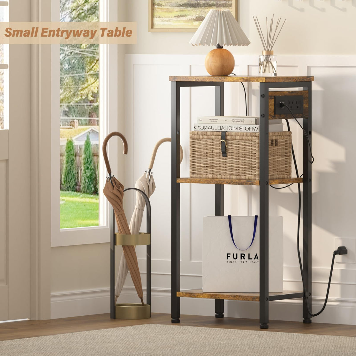 Tall End Table with Charging Station A17408