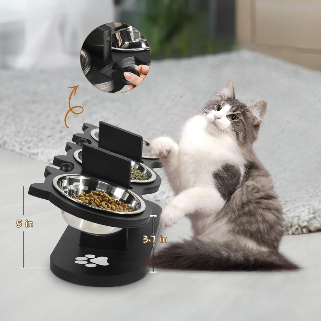 Raised Cat Bowls with 3 Stainless Steel Bowls U893761