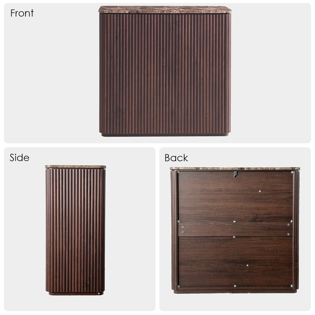 34" Dark Oak Fluted Sideboard Cabinet N329541