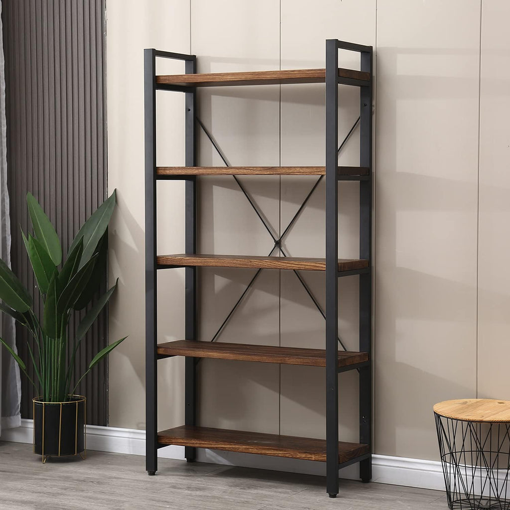 5 Tier Solid Wood Metal Bookcase R617597