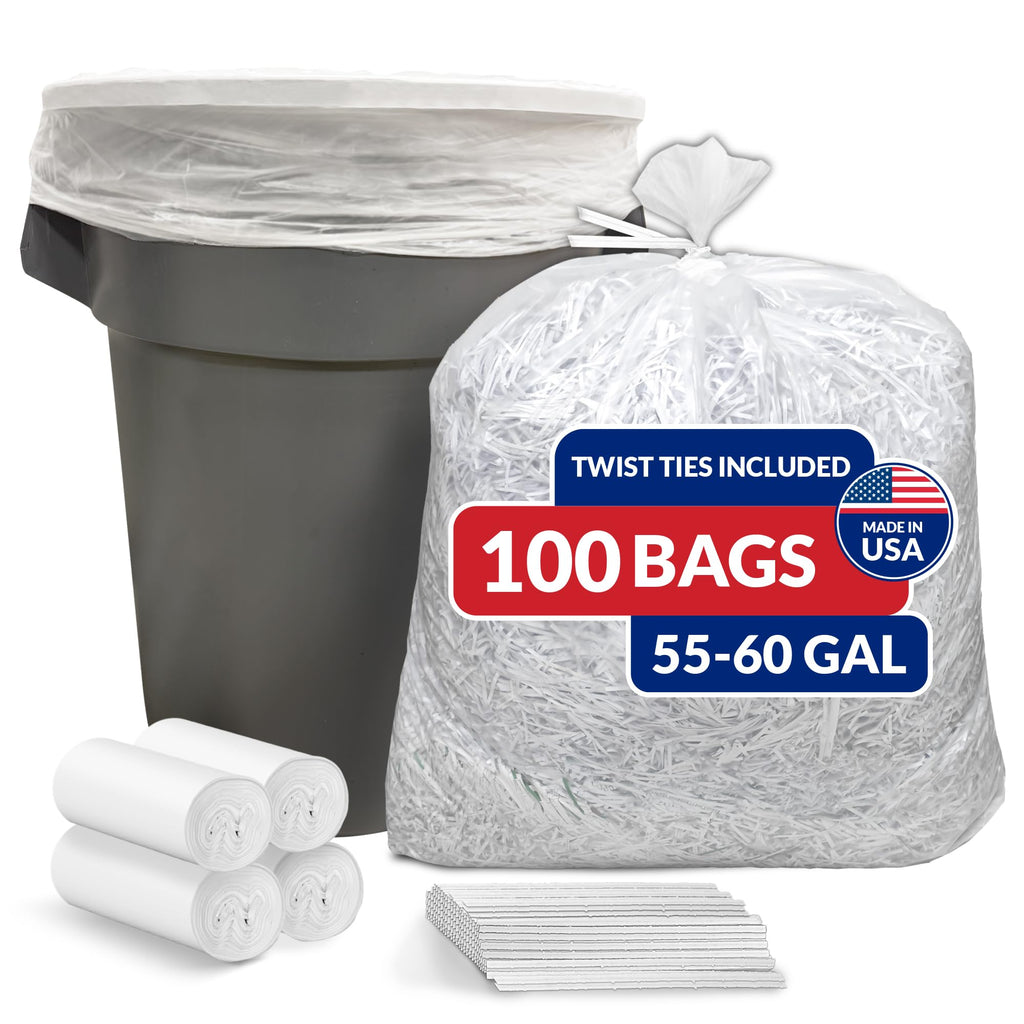 55 Gallon Heavy Duty Clear Trash Bags 100 Count D436