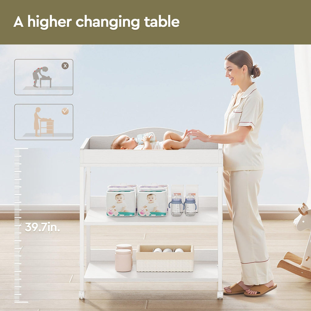 White Baby Changing Table with Pad M91155