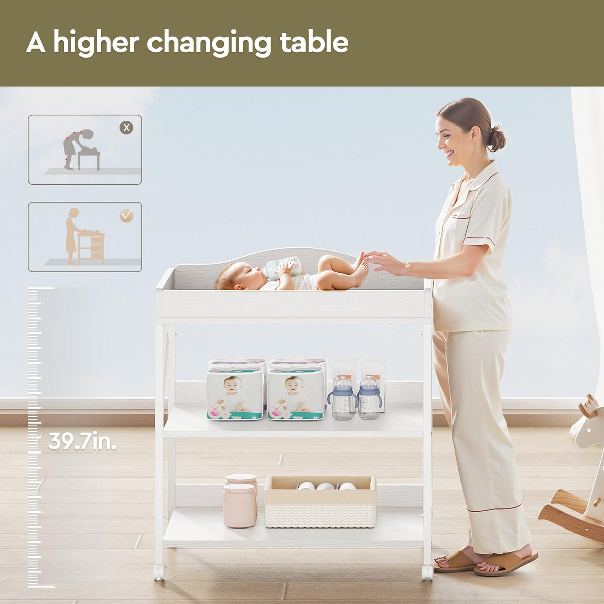 White Baby Changing Table with Pad M91155