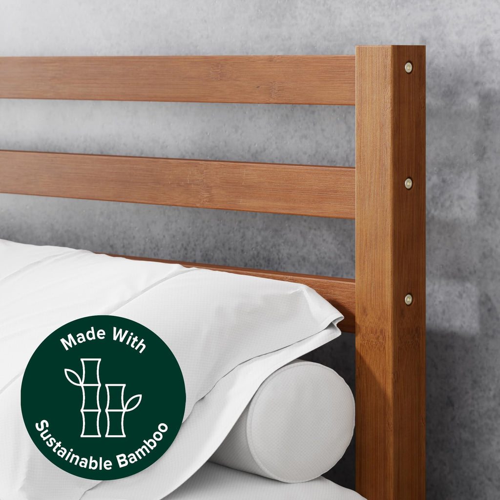 Twin Bamboo Platform Bed Frame with Headboard L96602
