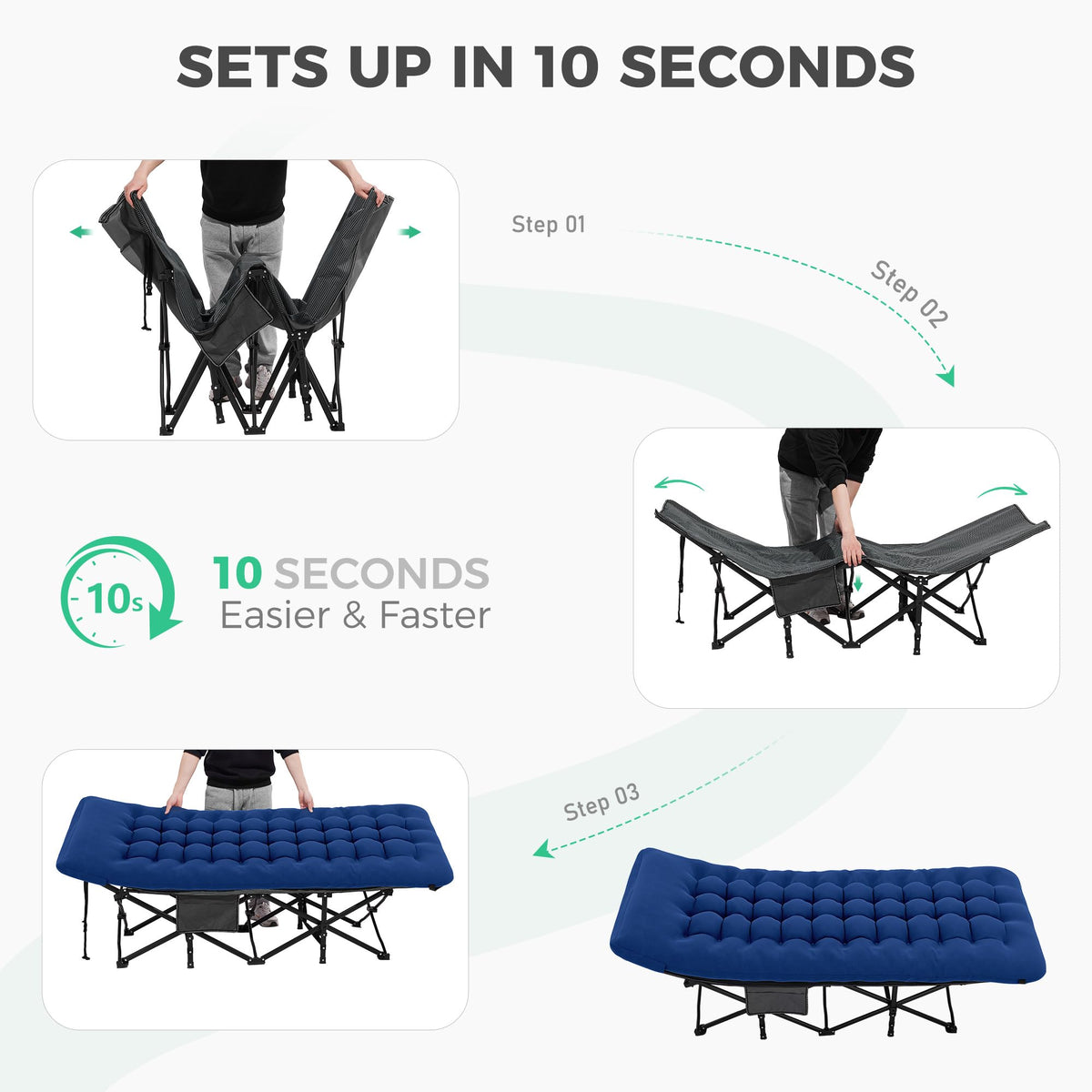 Folding Camping Cot with Mattress U17874