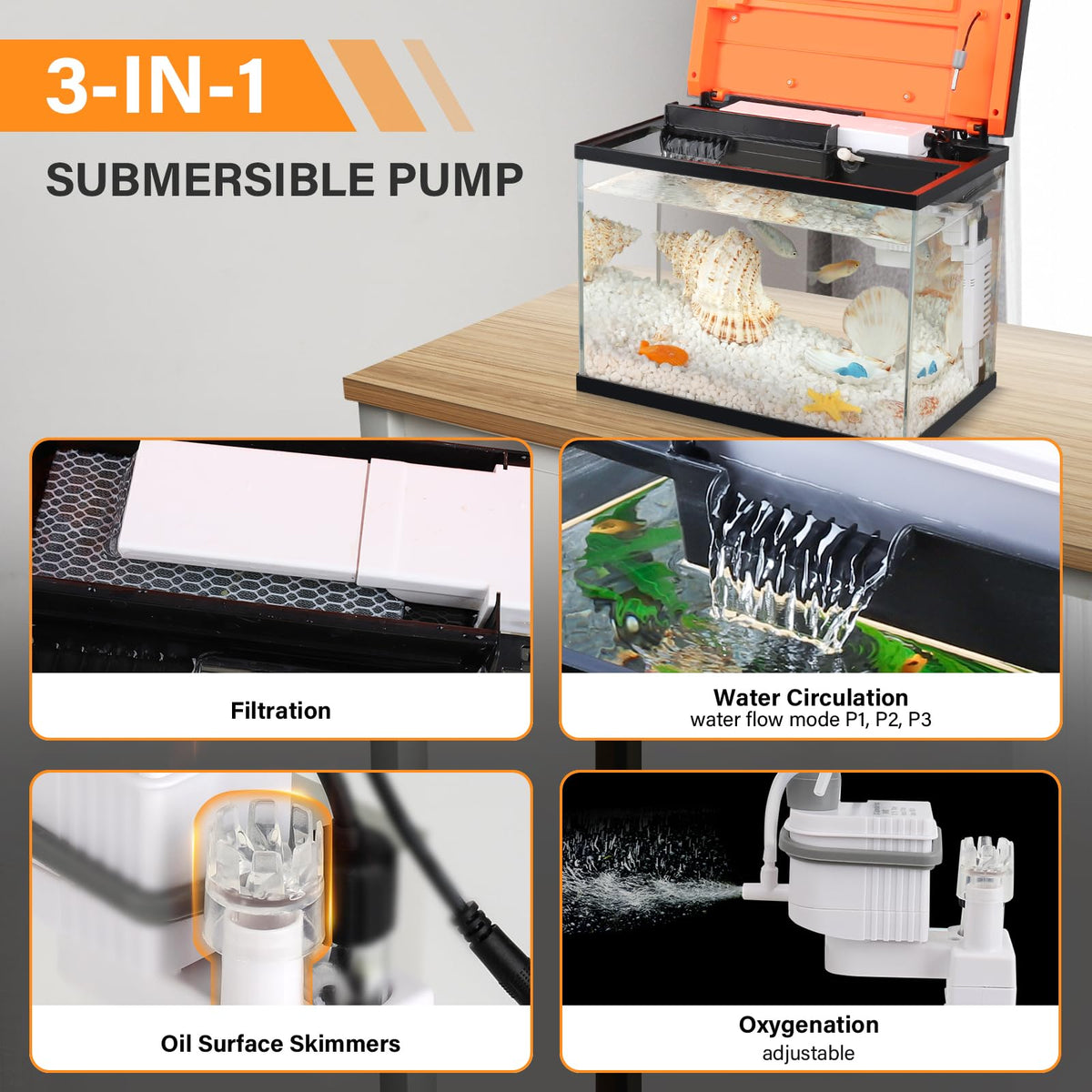 10 Gallon Glass Aquarium Starter Kit with Light Heater Pump Filter H5209