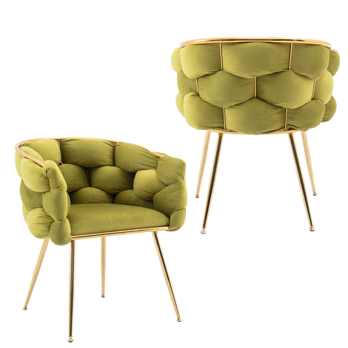 Olive Green Velvet Upholstered Accent Chair Set of 2 M3512