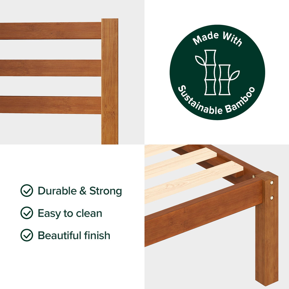 Twin Bamboo Platform Bed Frame with Headboard L96602