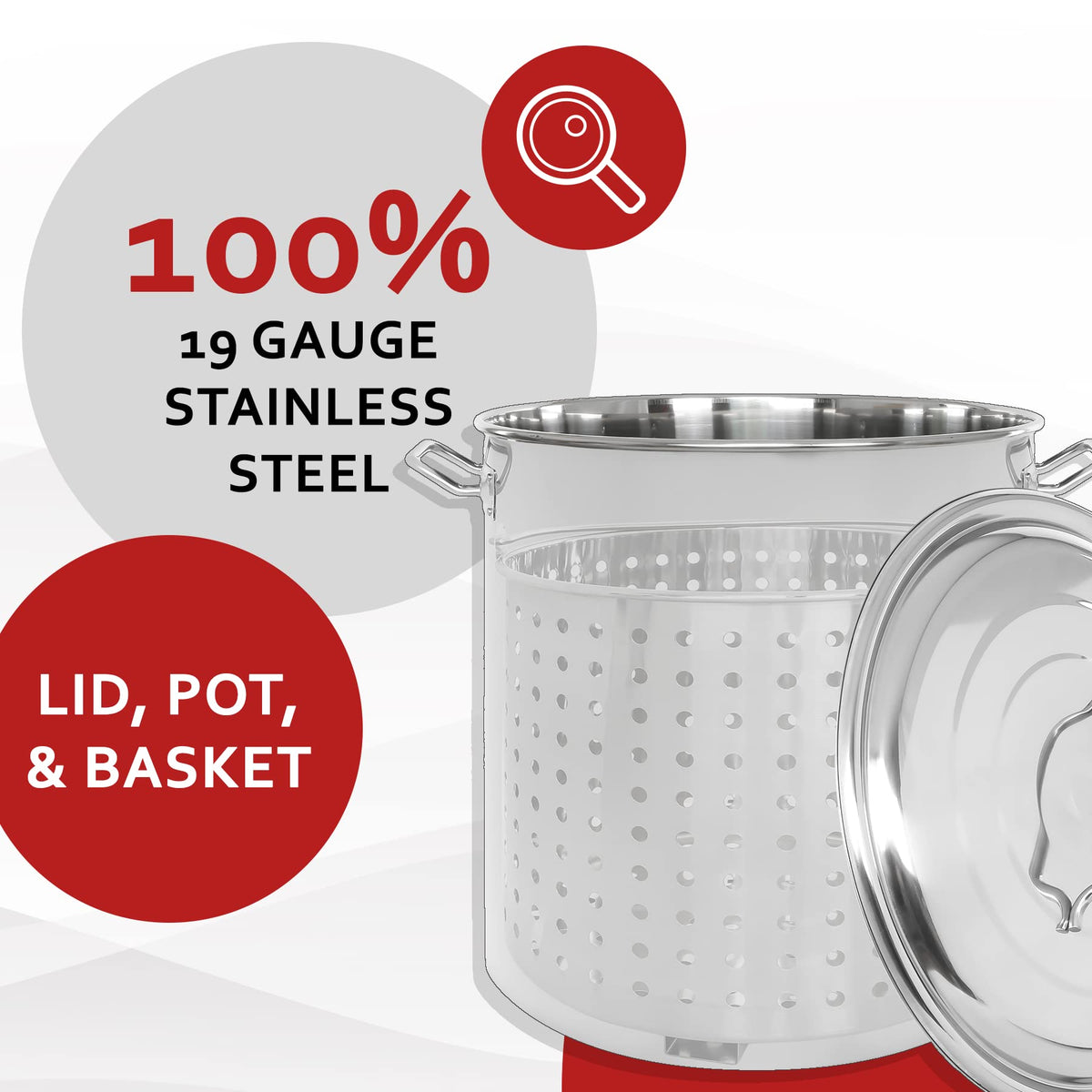 40 Quart Stainless Steel Stock Pot with Steamer Basket and Propane Stove N664