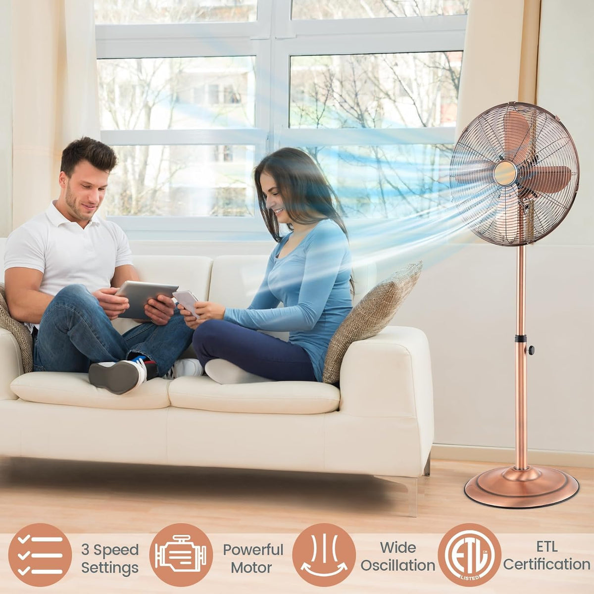 16'' Oscillating Pedestal Fan with 3 Speed L724