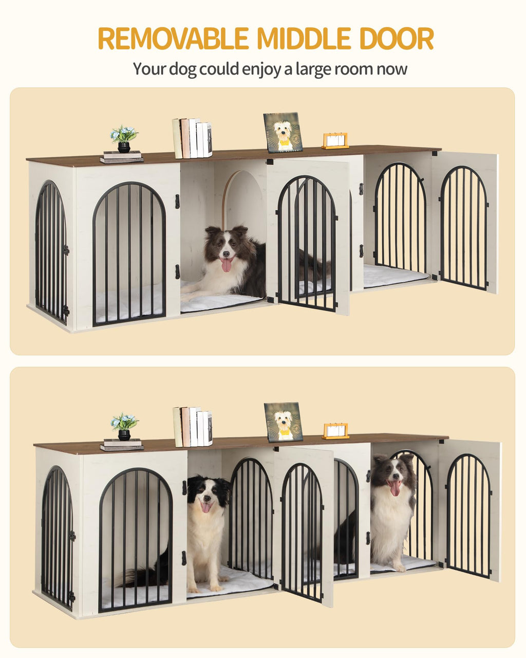 Double Dog Crate Furniture with Cushion K94544