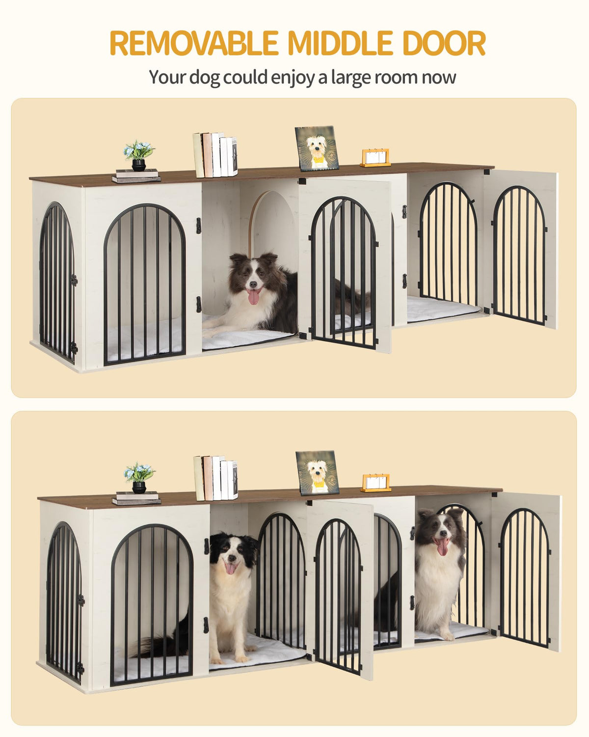 Double Dog Crate Furniture with Cushion K94544