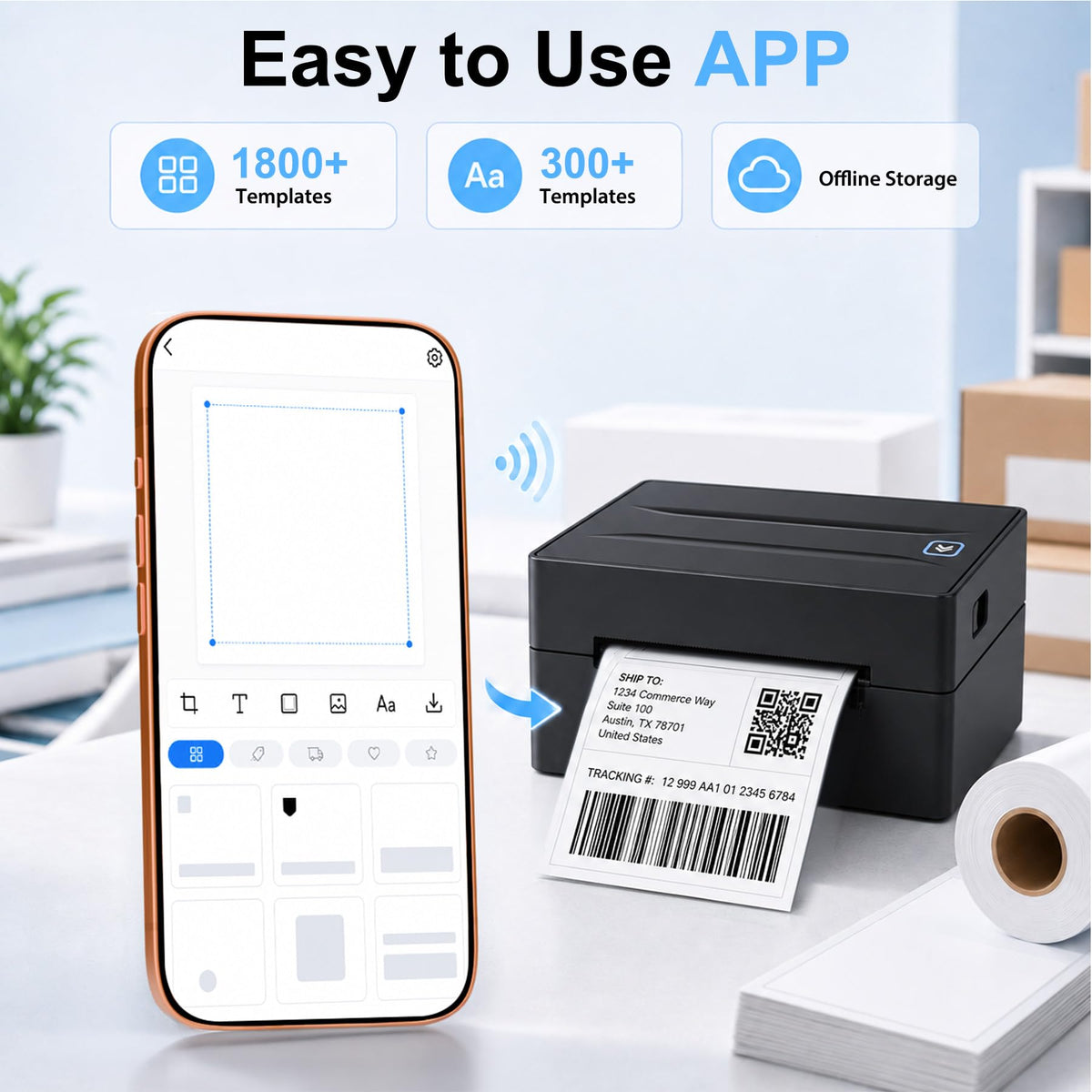 Thermal Shipping Label Printer 4x6 Bluetooth B216