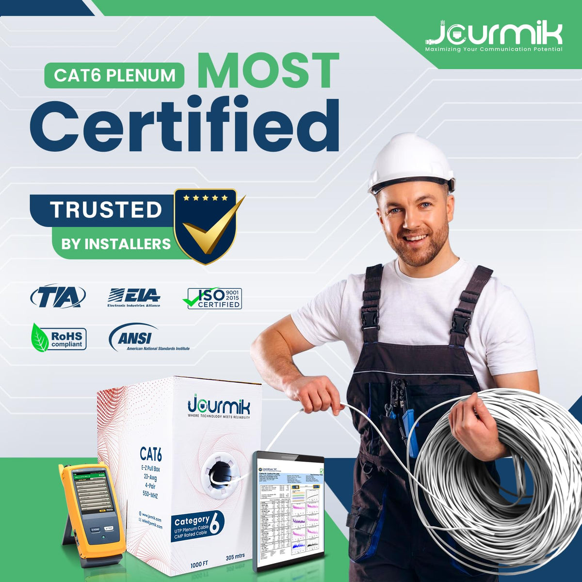 CAT6 Plenum Ethernet Cable 1000ft White W594