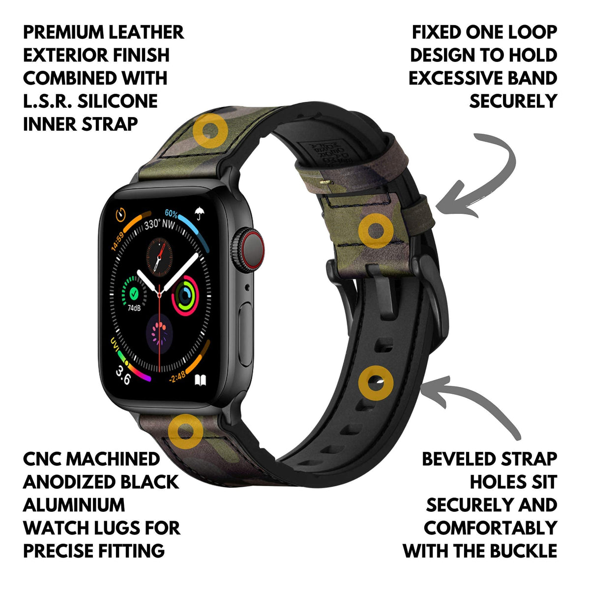 Leather Silicone Hybrid Watch Band 49mm 46mm 45mm 44mm 42mm N233685