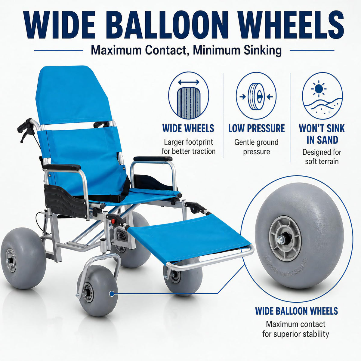 Beach Wheelchair with Balloon Tires I745