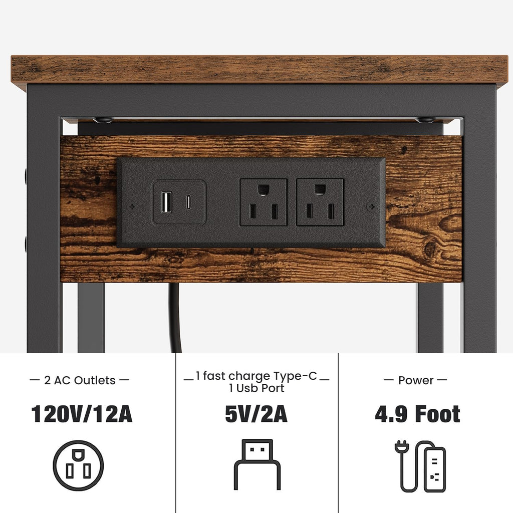 Tall End Table with Charging Station A17408