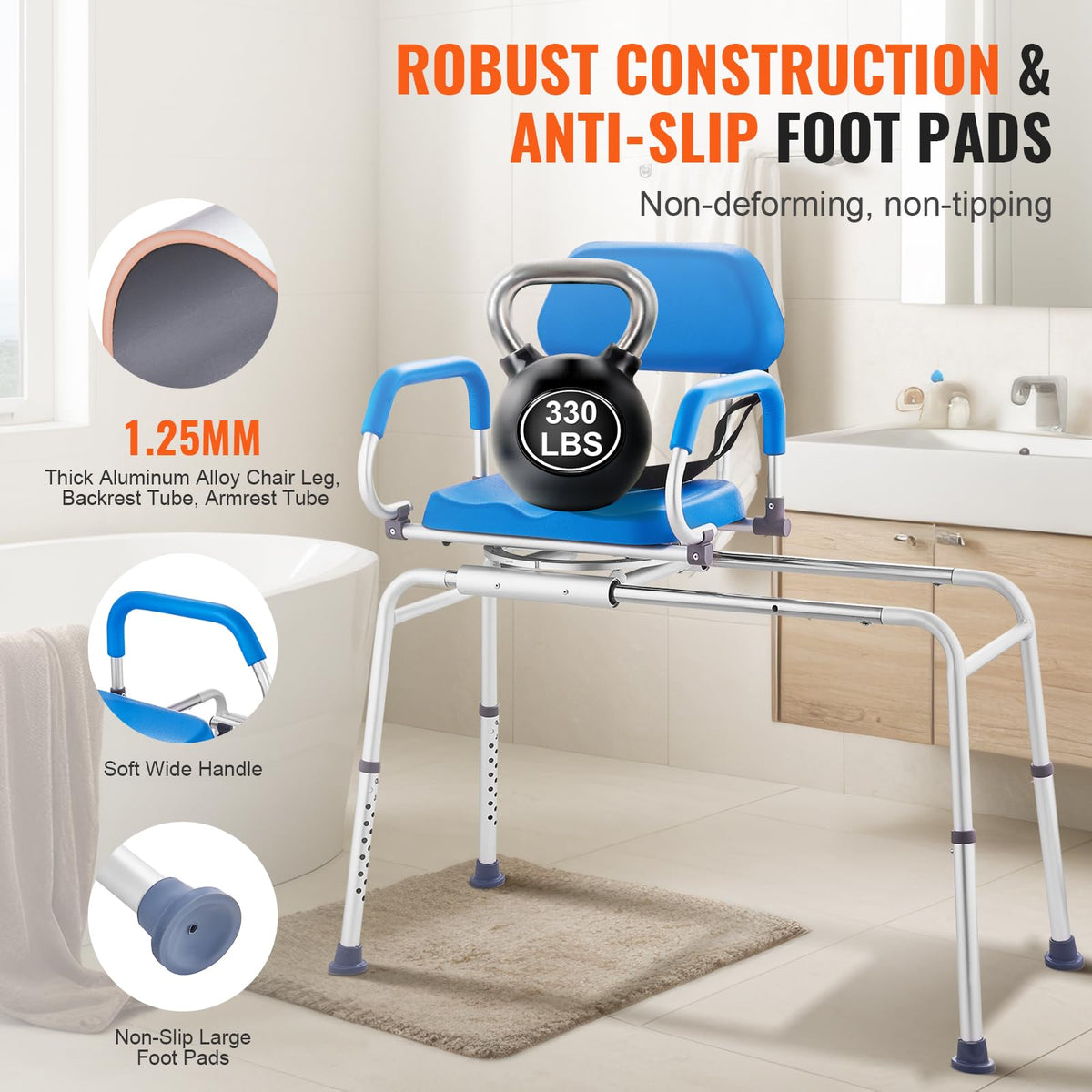 Sliding Tub Transfer Bench with 360 Degree Swivel Seat D849