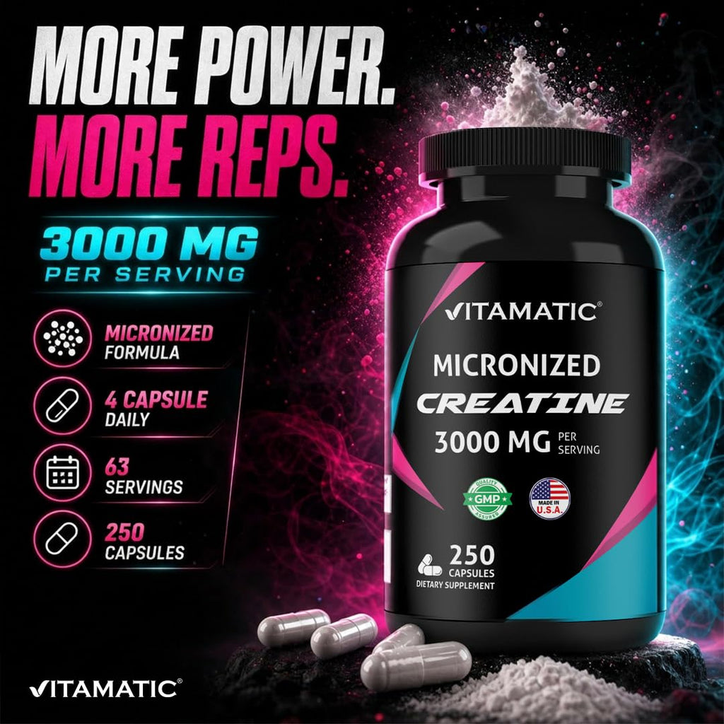 Micronized Creatine Monohydrate 3000 mg 250 Capsules J664