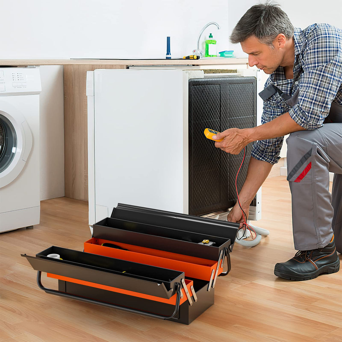 22-Inch 3-Layer 5-Tray Metal Tool Box E9806