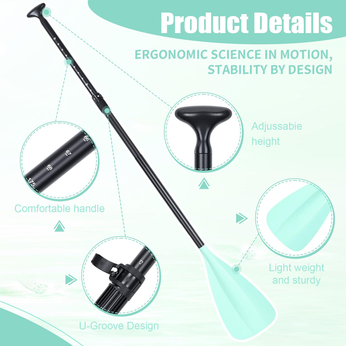 2 Pack Adjustable Aluminum Paddle with Leash U52027