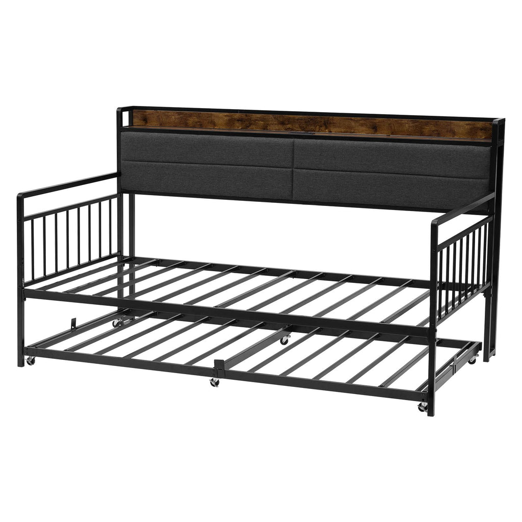 Twin Size Metal Daybed with Trundle P4060