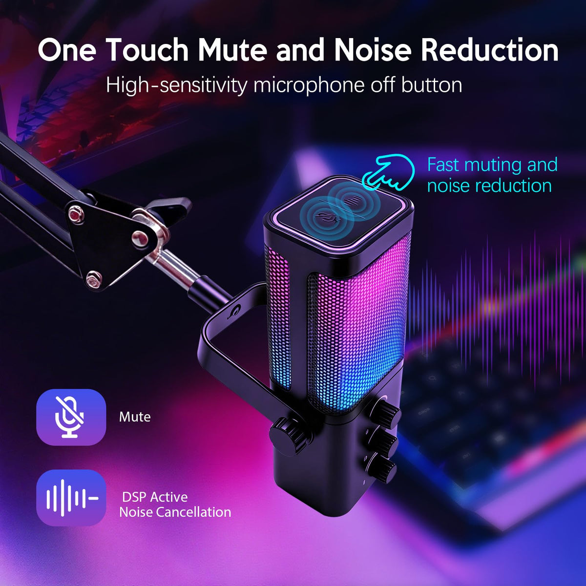 Black USB Condenser Microphone with Boom Arm F216800