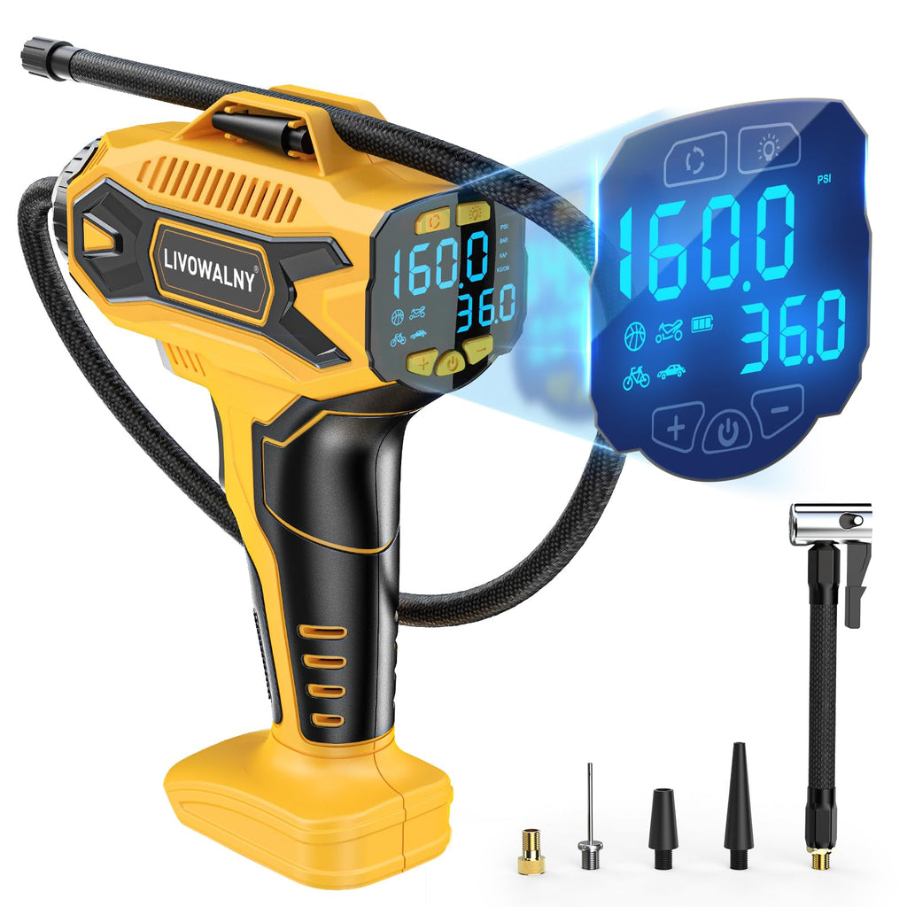 Cordless Portable Tire Inflator Air Compressor 160PSI Digital Pressure Gauge W636306