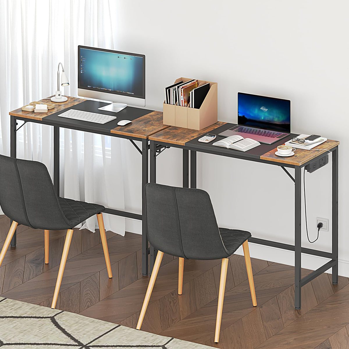 31.5 Inch Computer Desk with Power Outlet and USB Charging Ports W9514