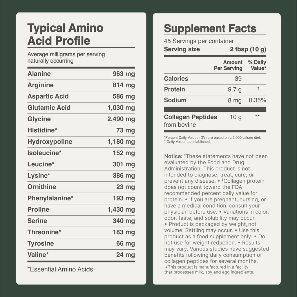 Collagen Peptides Powder Grass-Fed Pasture-Raised Hydrolyzed Type I & III Unflavored 32 oz U46399
