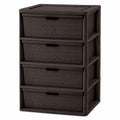 4 Drawer Plastic Storage Tower with Brown Weave Bins G31574