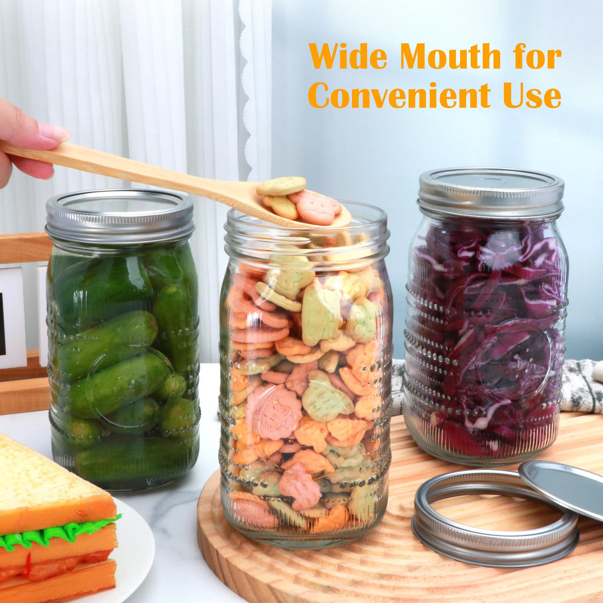 Wide Mouth Mason Jars with Lids 32oz 12 Pack A31808