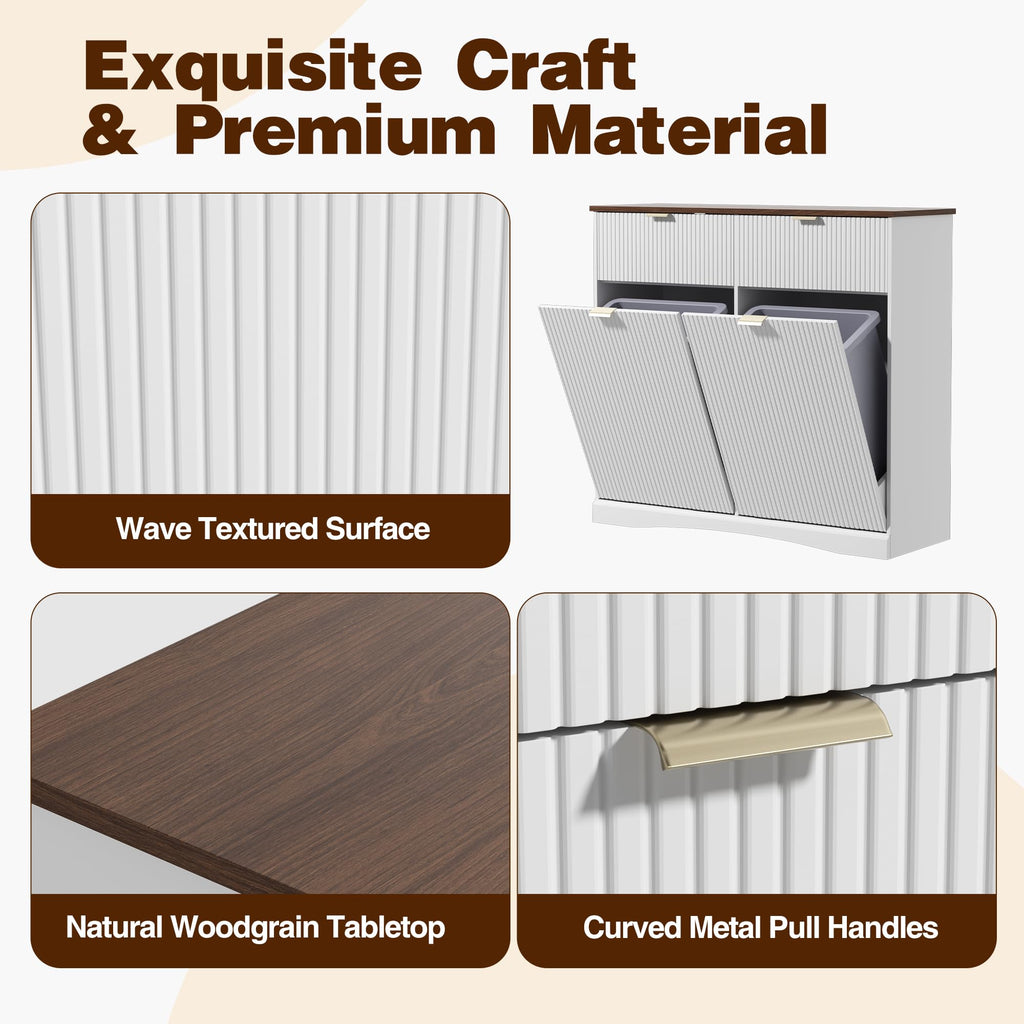 White and Dark Walnut Tilt Out Trash Cabinet M7469