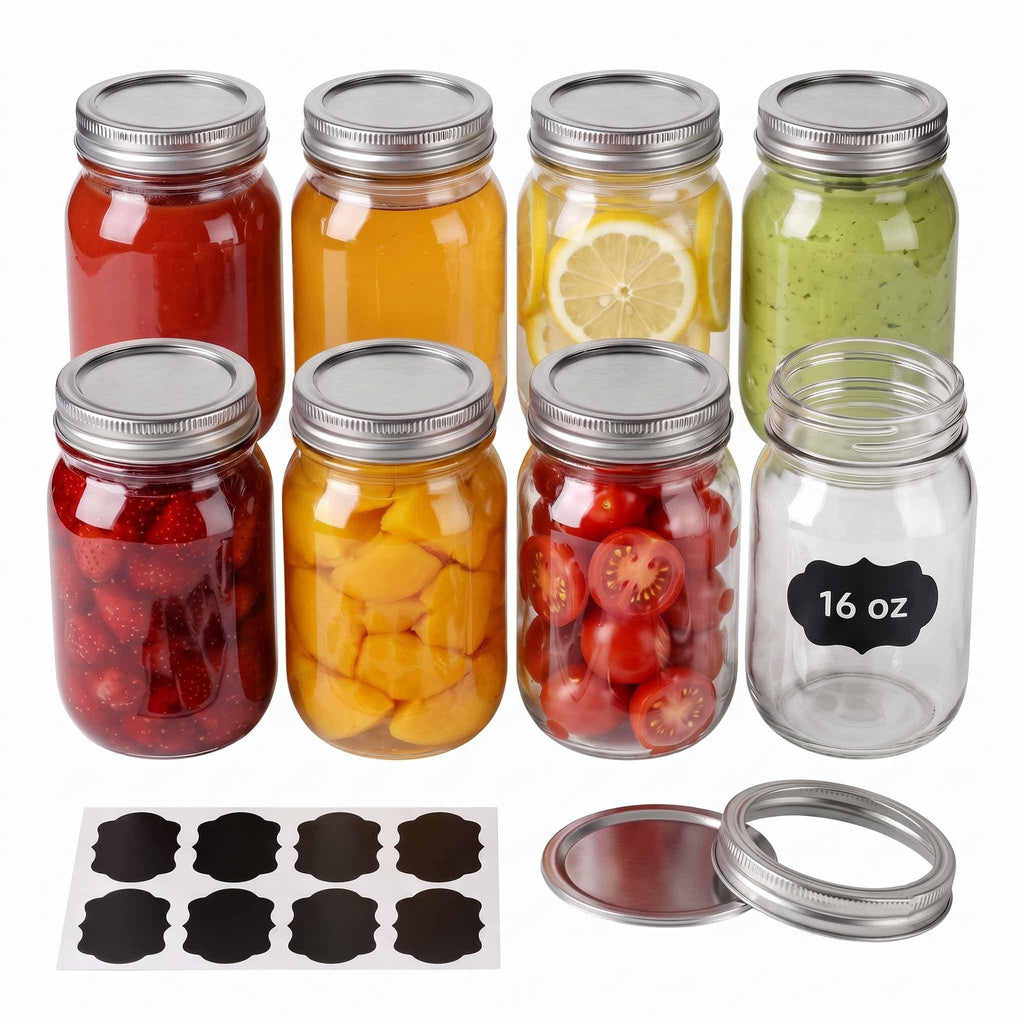 16 oz 8 Pack Clear Glass Jars Z392