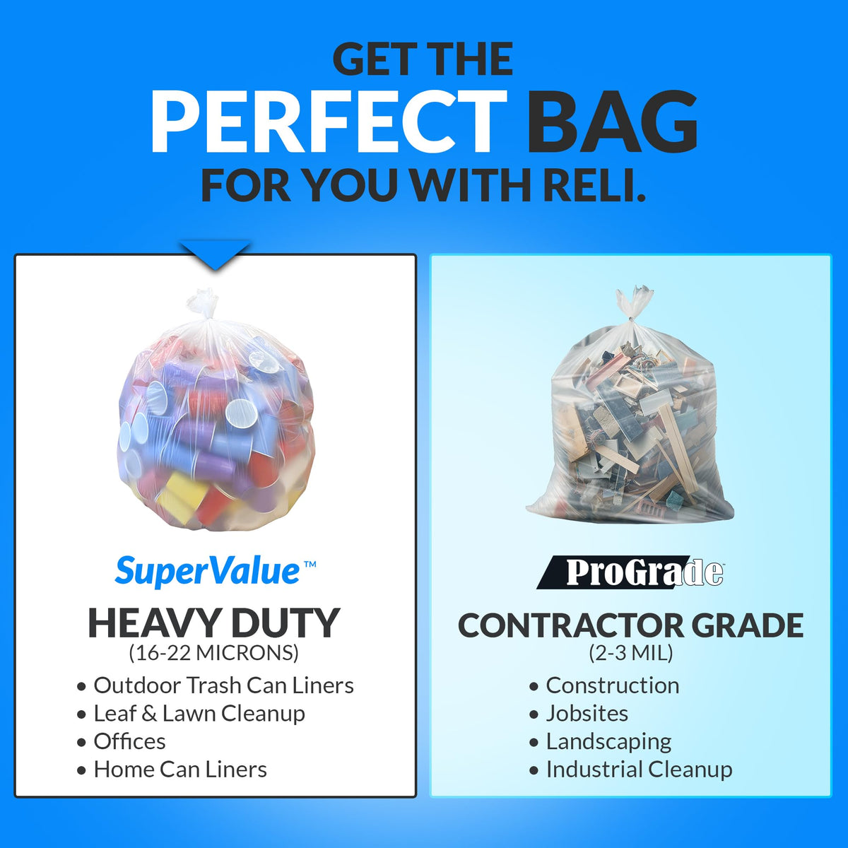 55 Gallon Heavy Duty Clear Trash Bags 100 Count D436