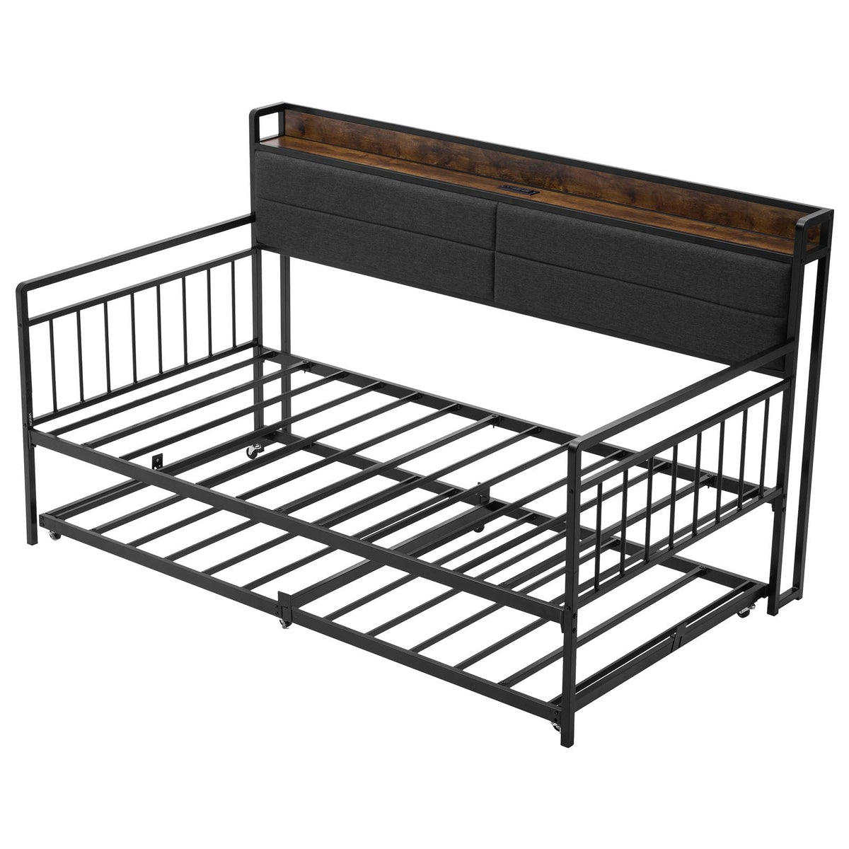 Twin Size Metal Daybed with Trundle P4060