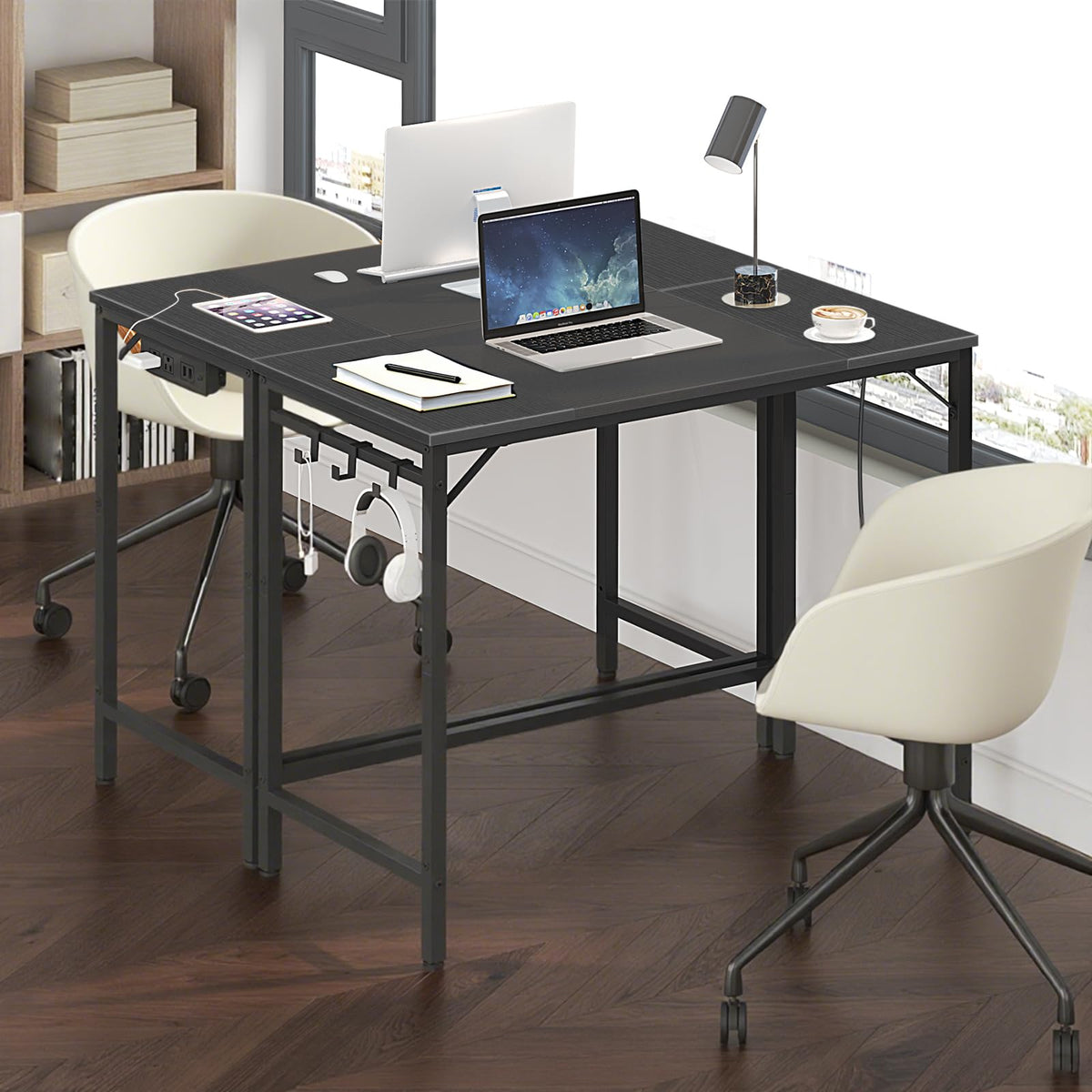 31.5 Inch Computer Desk with Power Outlet and USB Charging Ports W9514