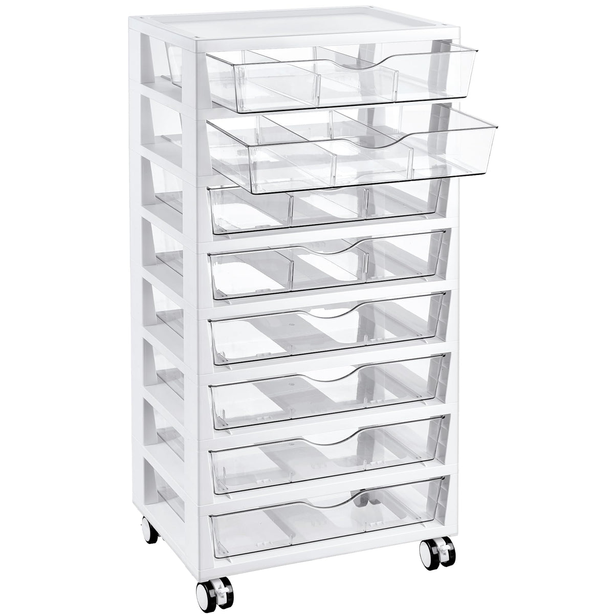 8 Tier Rolling Cart with Drawers T357