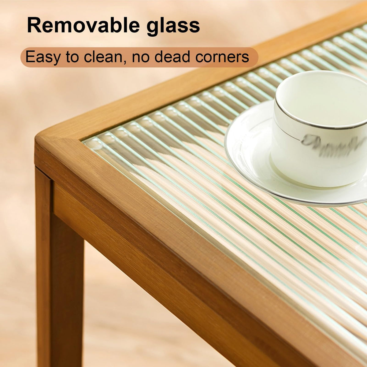 Square Coffee Table Set of Two, Natural Bamboo B75379