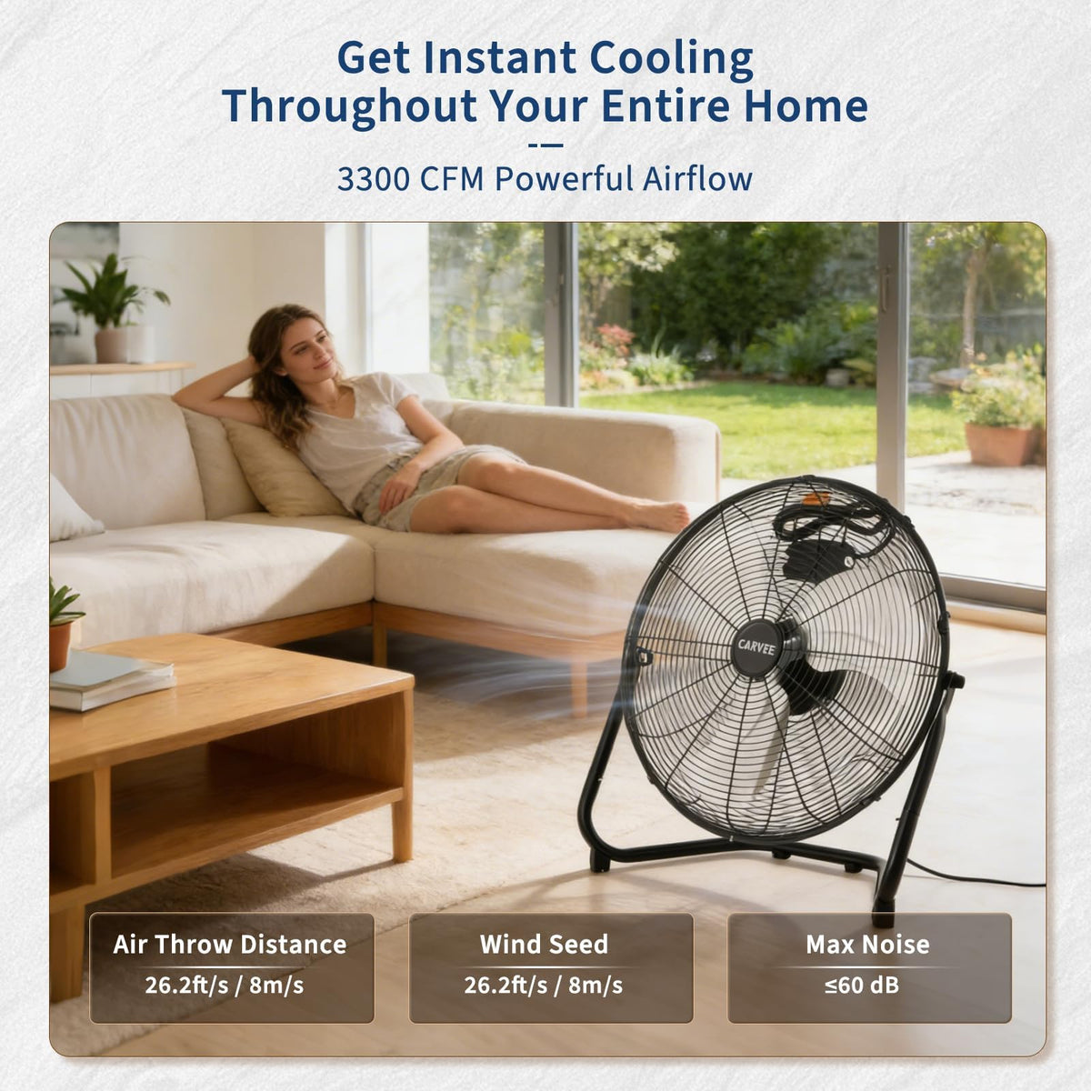 18 Inch 3 Speeds Metal Floor Fan H697646