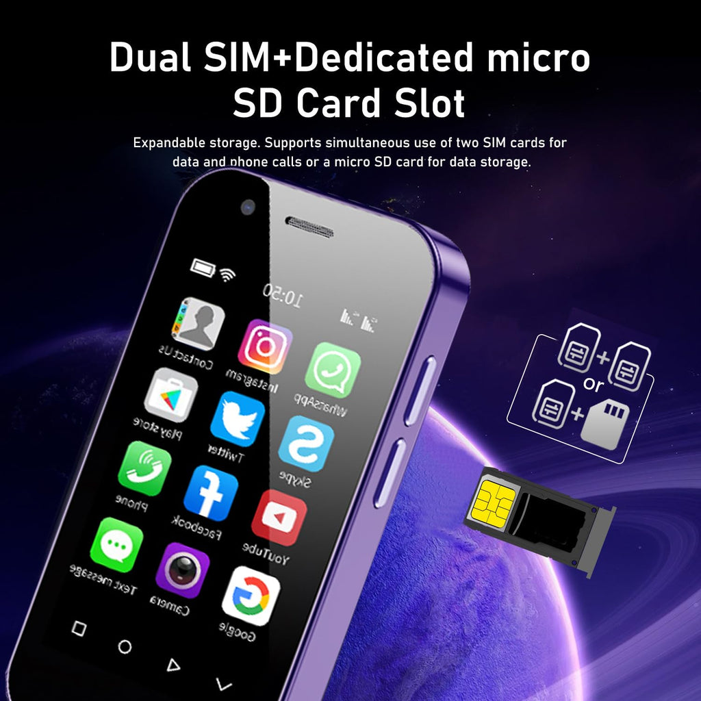 Mini Smartphone Unlocked Cell Phone 3.0 Inch Android 4G Quad Core Dual SIM Black H876734