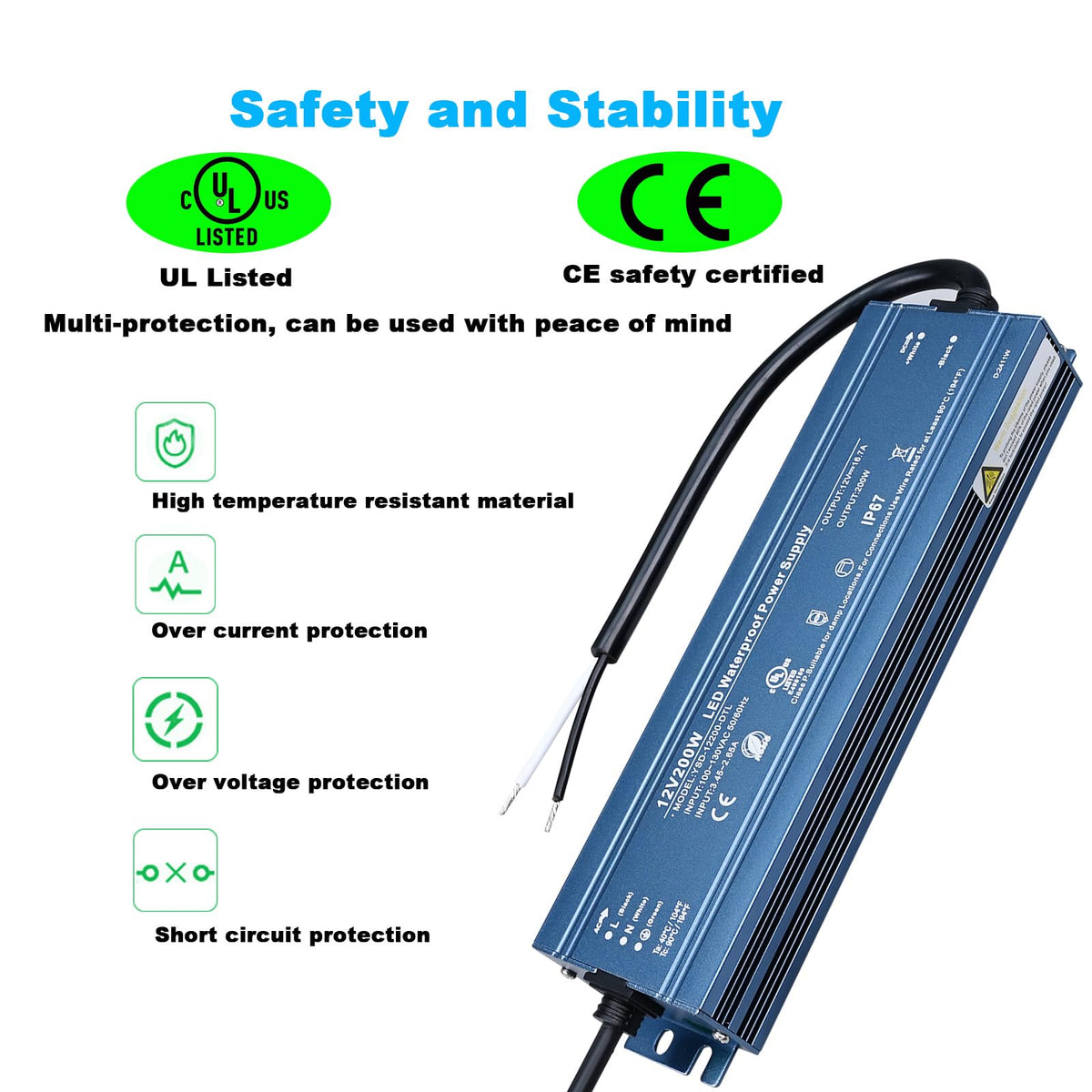 12V 200W IP67 Waterproof LED Driver P321