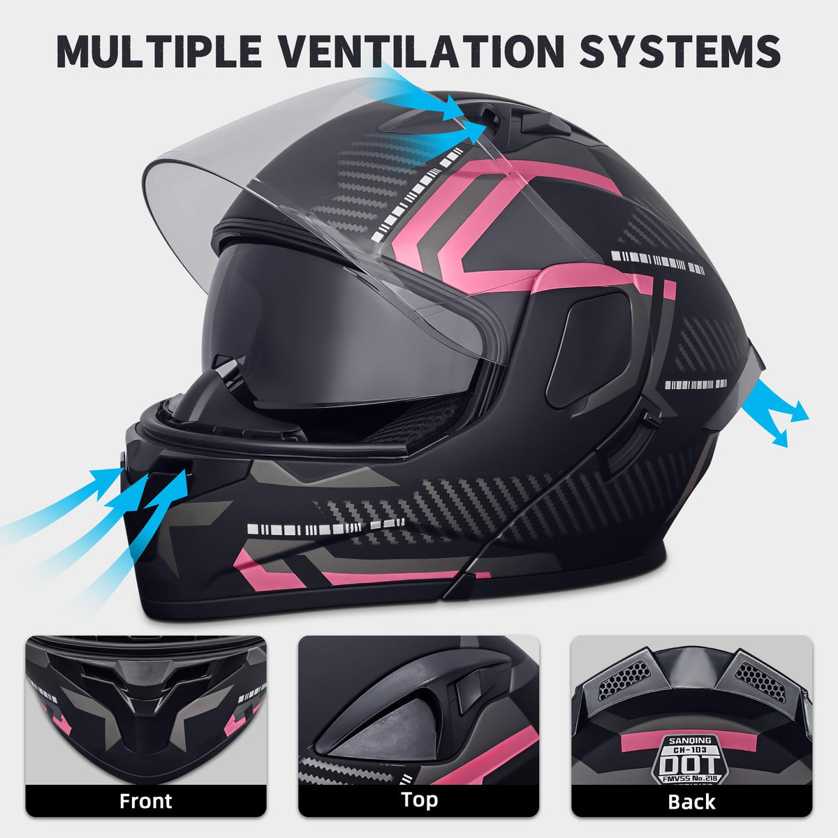 Modular Flip-Up Full Face Motorcycle Helmet B8021
