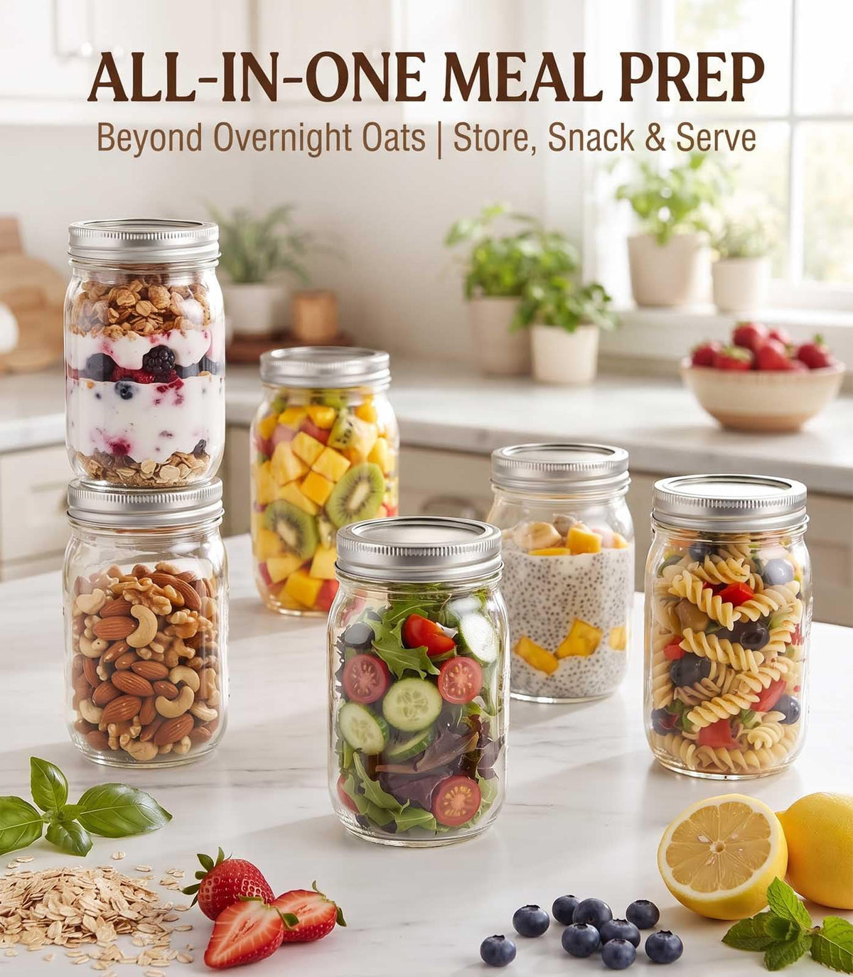 16 oz 8 Pack Clear Glass Jars Z392