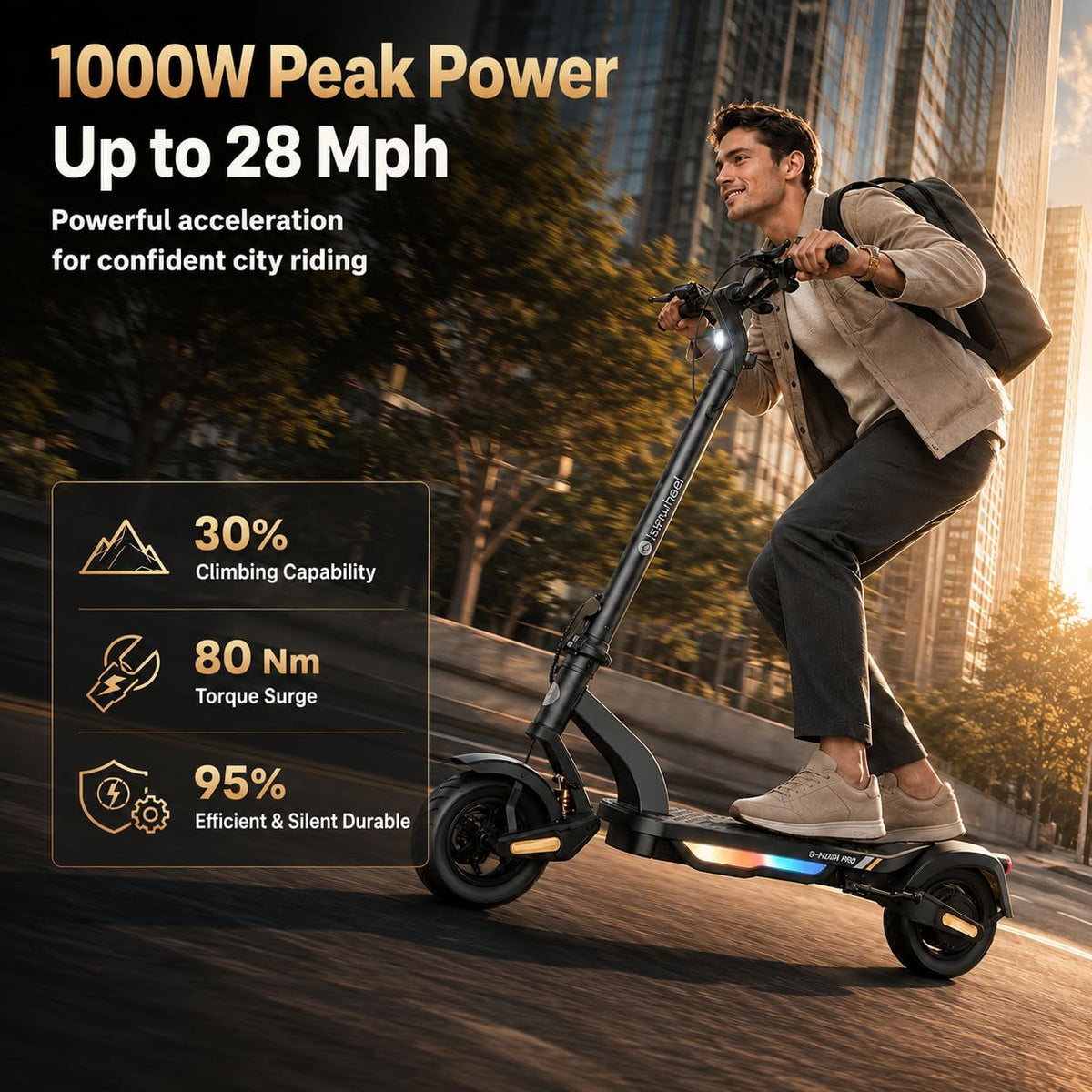 Electric Scooter, 28 MPH, 1000W, 38-Mile Range I616891