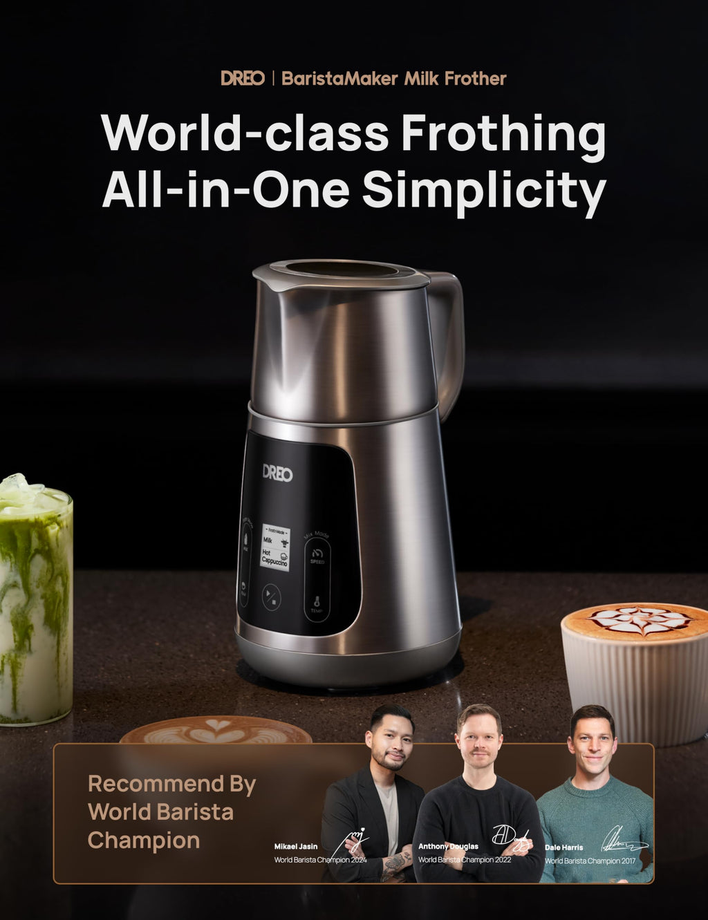 Electric Milk Frother 15oz Dishwasher Safe D96847