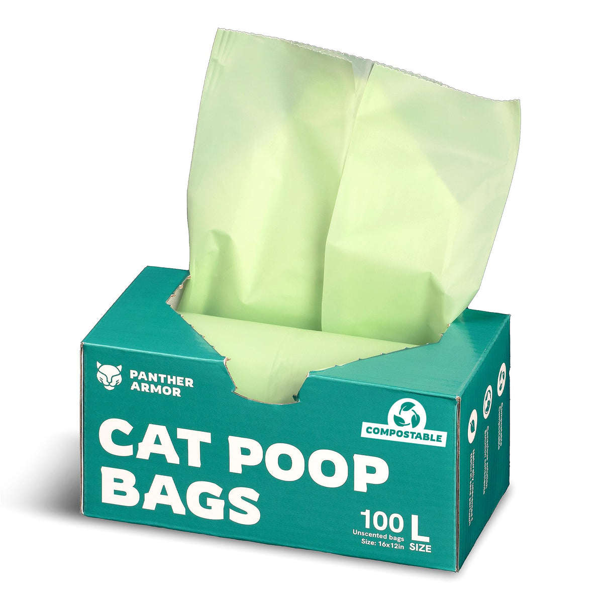 100 Large Compostable Unscented Cat Litter Bags E103515
