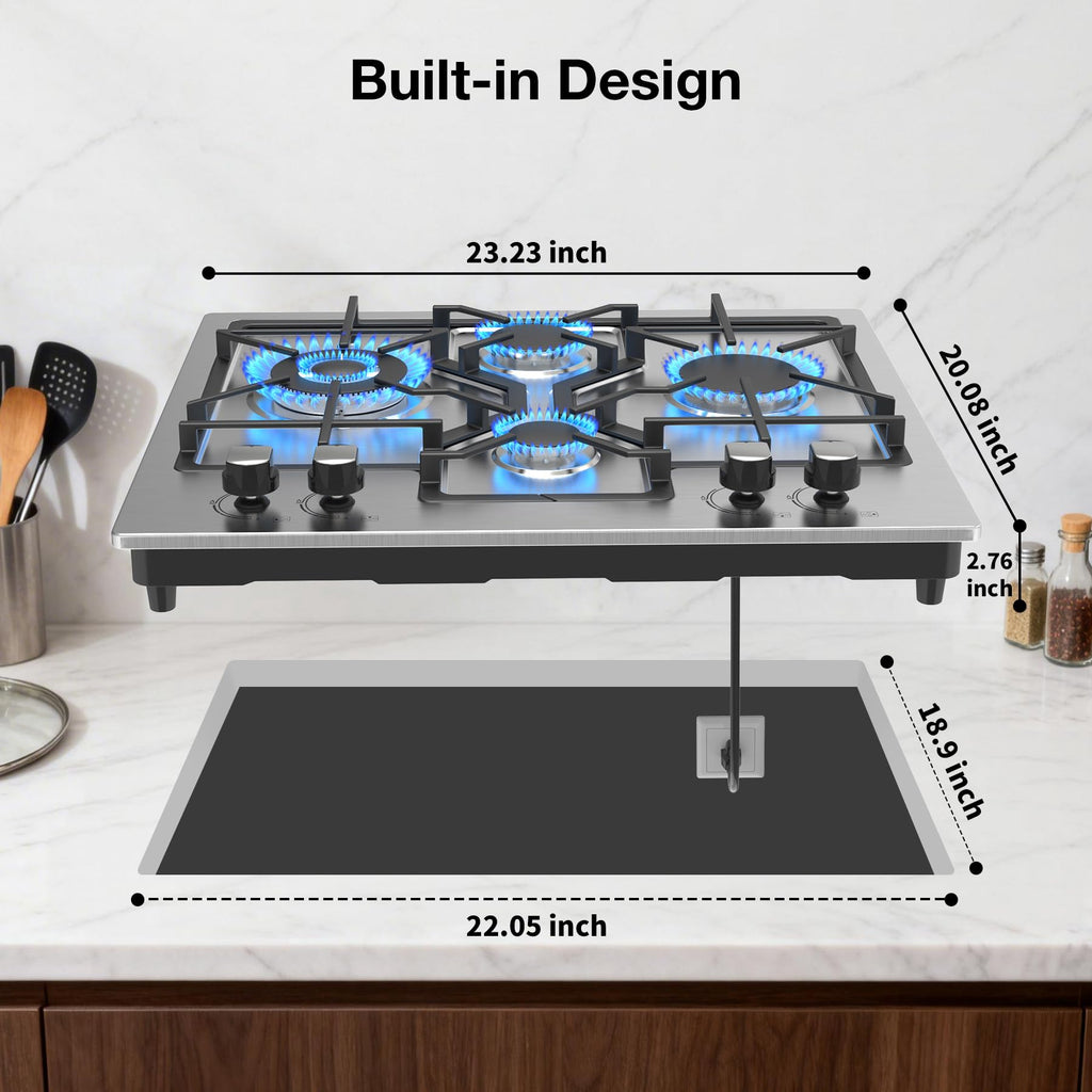 24 Inch 4 Burner Stainless Steel Gas Cooktop U335
