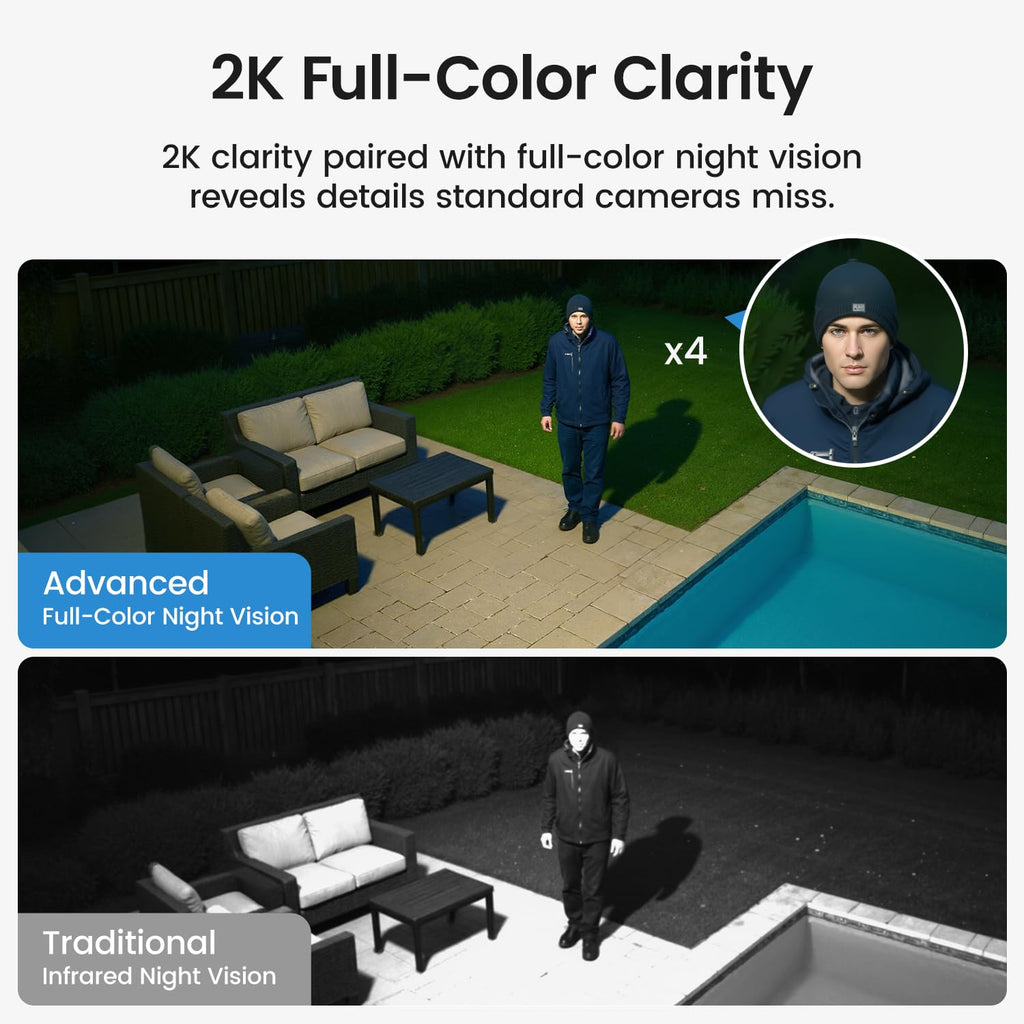 2K QHD Solar Security Cameras Wireless Outdoor System U5947