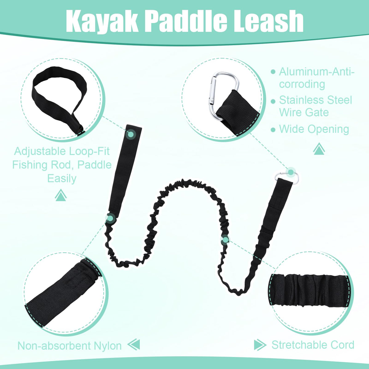 2 Pack Adjustable Aluminum Paddle with Leash U52027